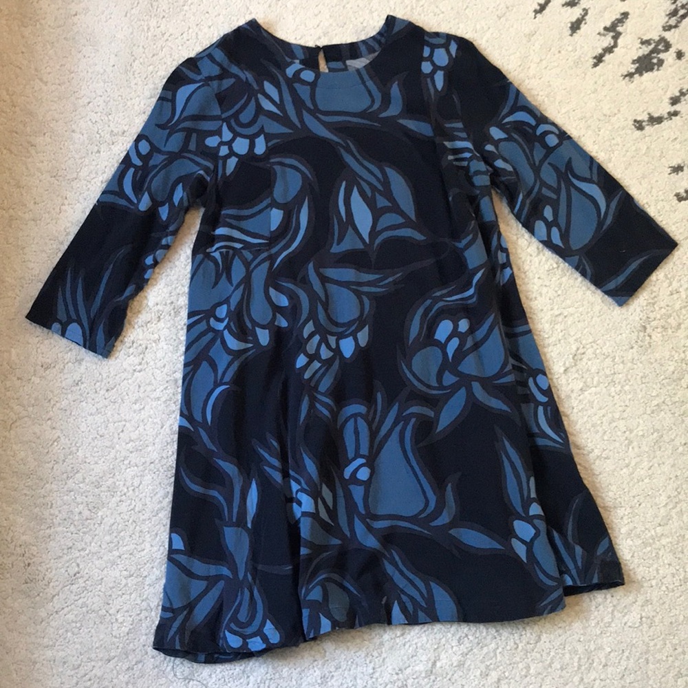 Blue printed swing dress